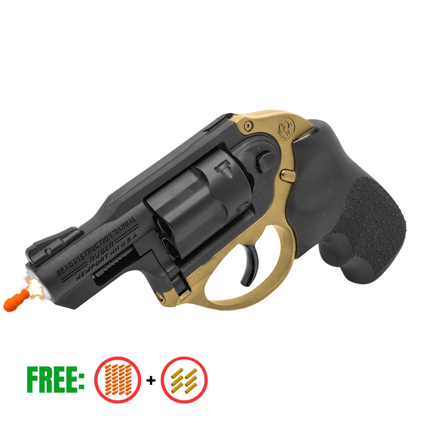 Ruger LCR 38 SPL+P Revolver – Dartpistole aus Kunststoff (Hellbraun)