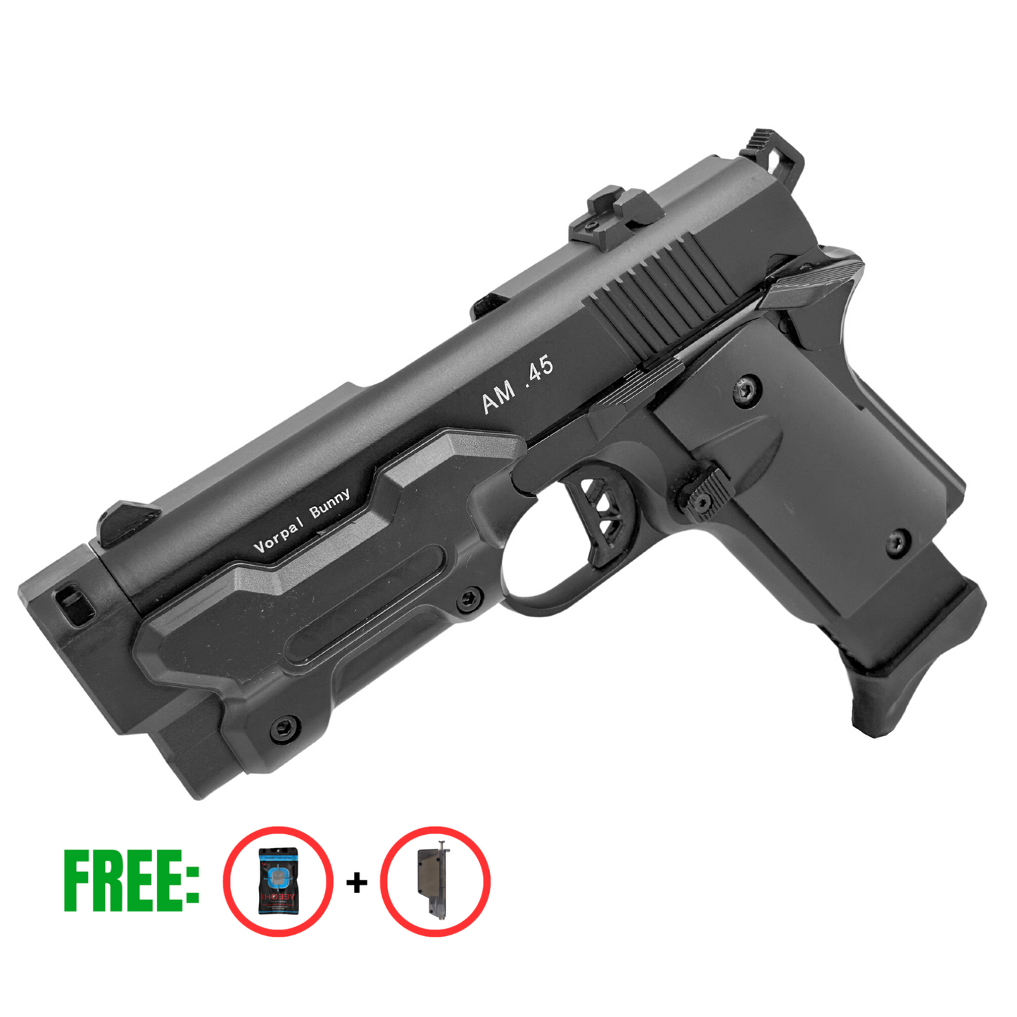 Double Bell Exclusive AM.45 Vorpal Bunny 1911 Green Gas Pistole – Schwarz