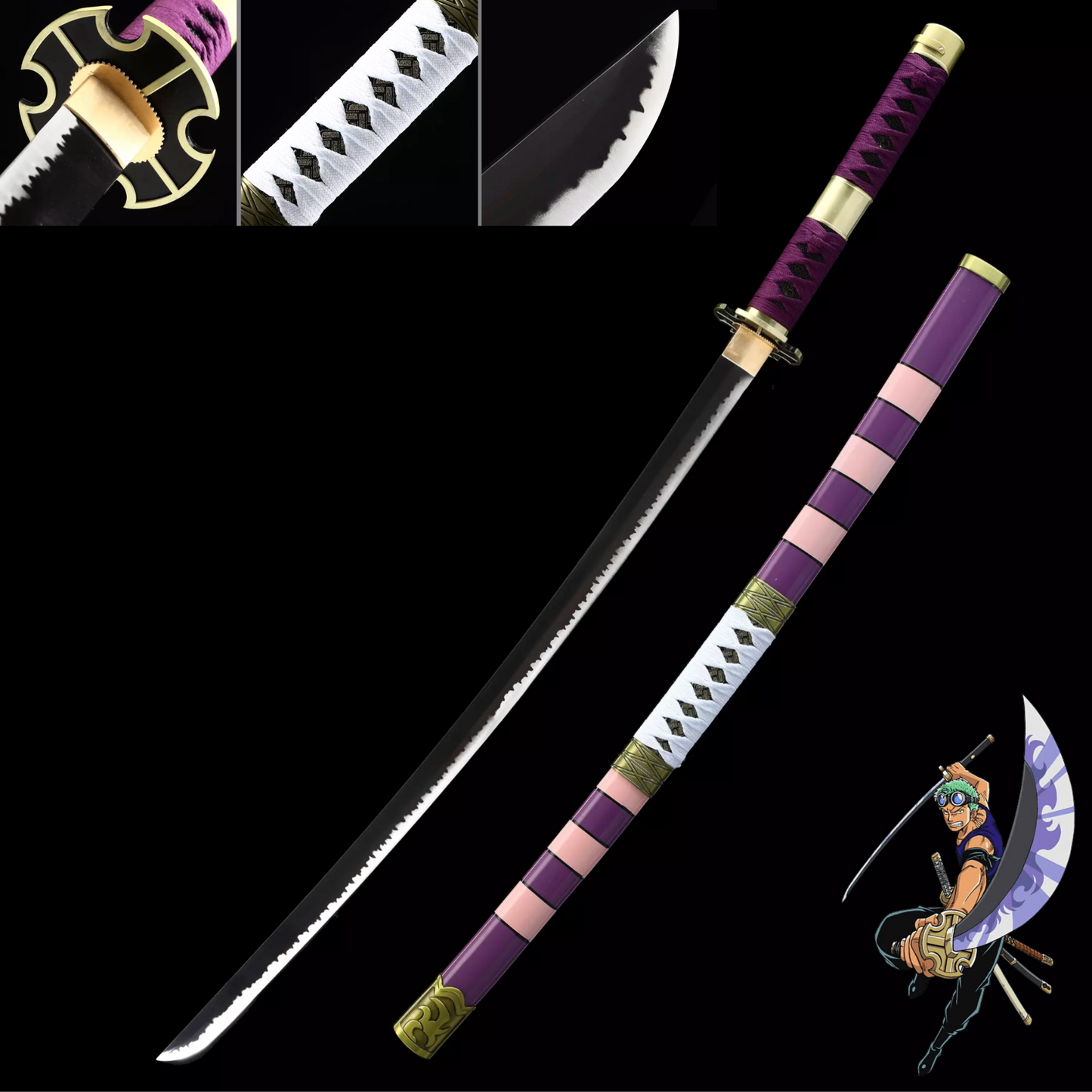 One Piece „Roronoa Zoro“ Sandai Kitetsu Schwert (lila Version)