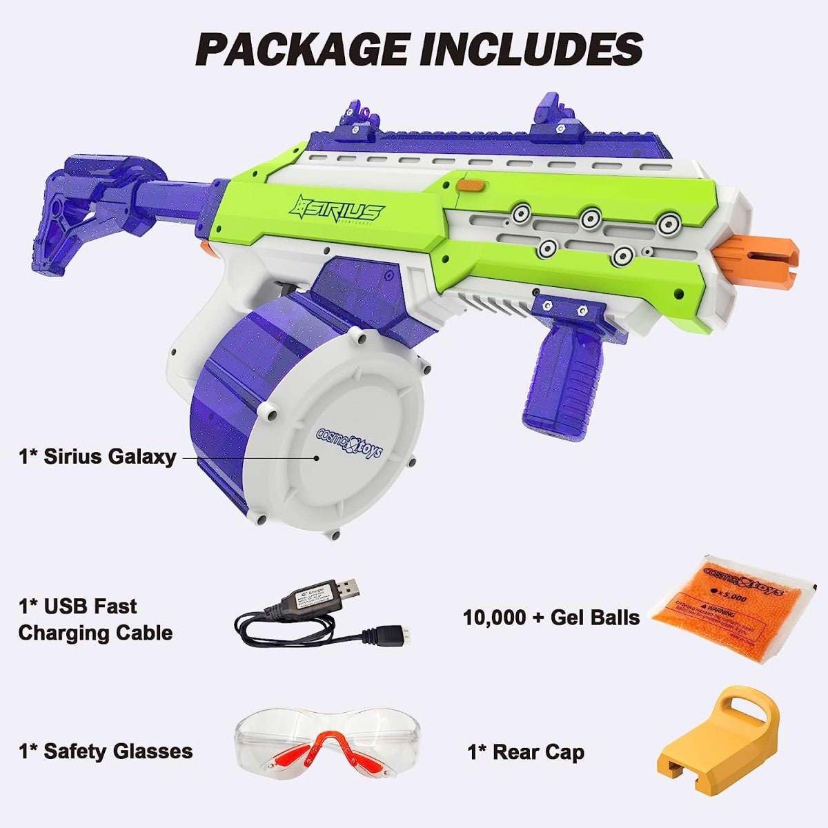 CosmoX Sirius Sci-Fi Gel Blaster – Azurit und Limette