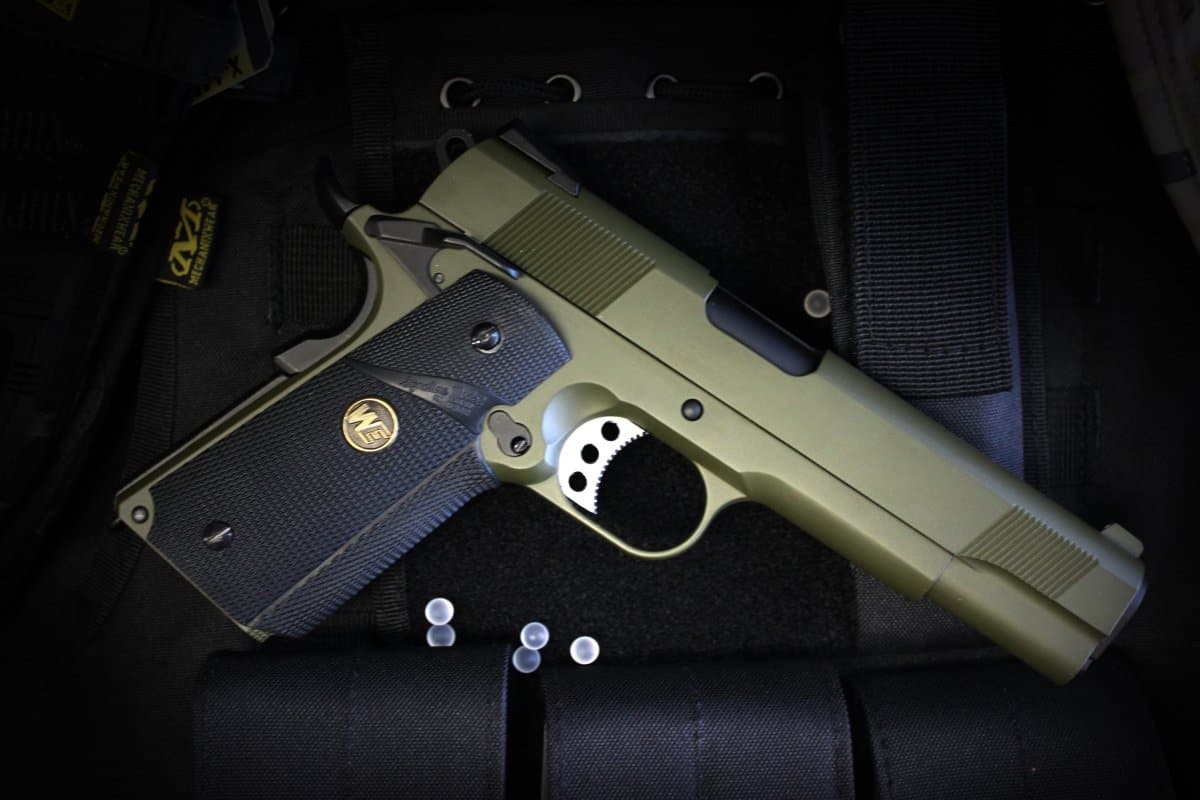 „CQB Master“ WE Tech 1911 MEU Gelsoft Gas Blowback Pistole – Olive Drab Version