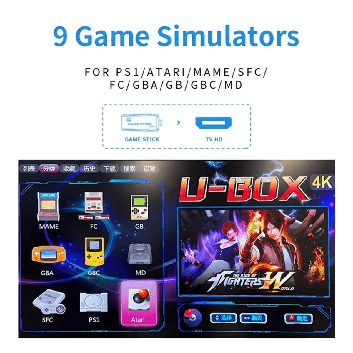 Mini Retro Konsole 64GB Drahtlose Videospielkonsolen 4K HD M8 Game Stick Lite Mit Gamepad Integrierte 20000 + spiele Für PS1/SFC/FC