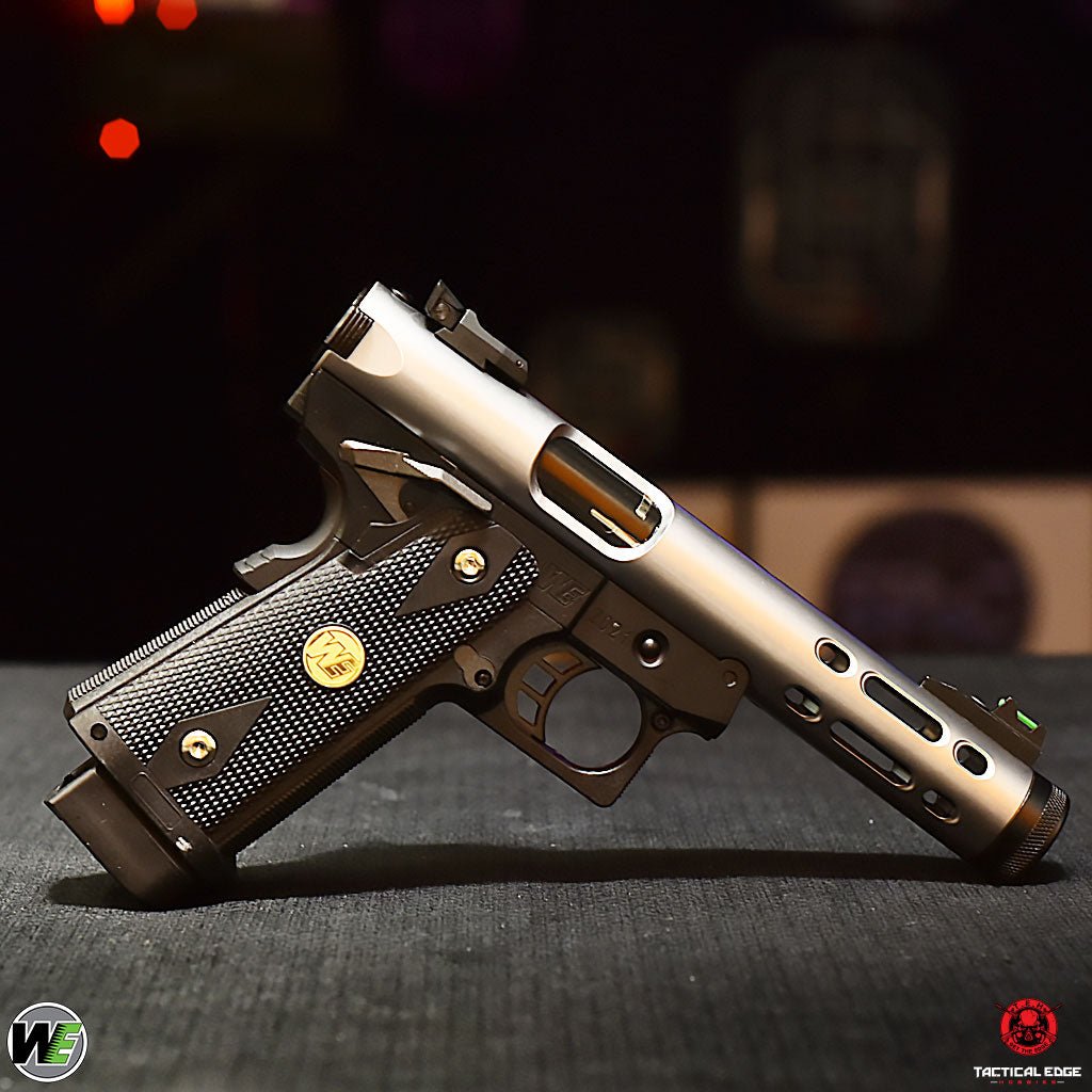 WE Galaxy Hi-Capa 5.1 Typ A GBB-Pistole – silberner Slide-K-Rahmen
