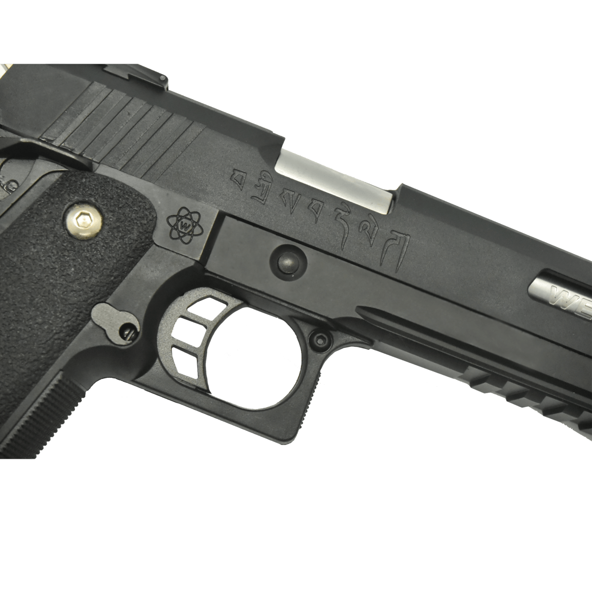 We Tech 6" Irex Hi-Capa Gas Blowback Gel Blaster Pistole - BLK/SV mit Markierungen