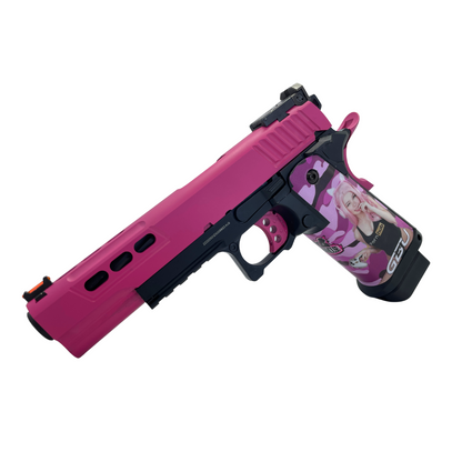 Kundenspezifische „Hot Pink“ Cerakoted G/E 5.1 Hi-Capa Gaspistole – Gel Blaster