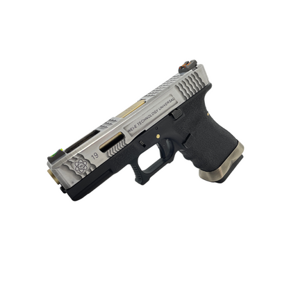 Maßgeschneiderte polierte WE Tech G19 T5 G-FORCE Metall-Gas-Blowback-Pistole – Gel-Blaster