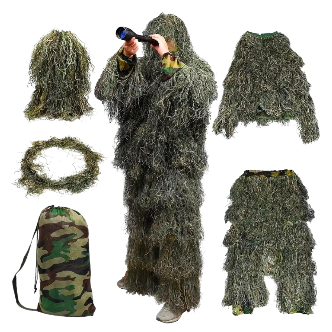 Taktischer 5-teiliger Camo-Ghillie-Anzug (Universal-Passform M/L)