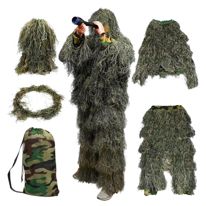 Taktischer 5-teiliger Camo-Ghillie-Anzug (Universal-Passform M/L)