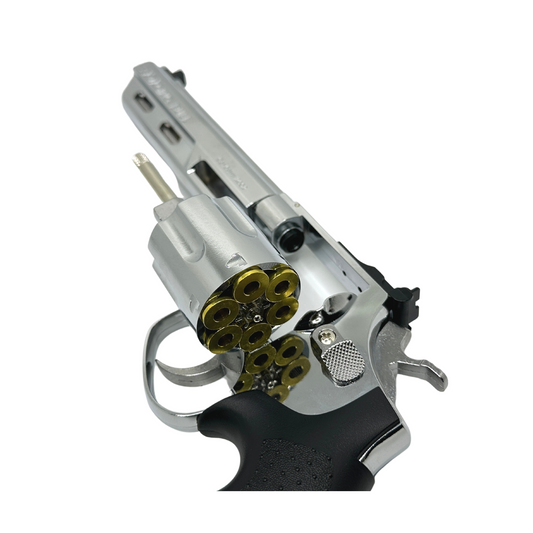 Chrome Double Bell 357 Green Gas Dirty Sanchez Revolver – Gel Blaster