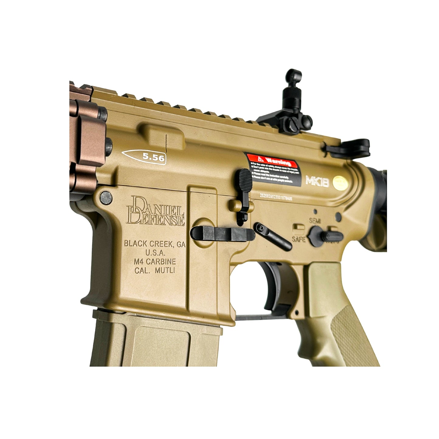 GBBR TAN Golden Eagle MK18 MOD1 Daniel Defense Marksman MC6593M-T Gas Blow Back Rifle – Gel Blaster