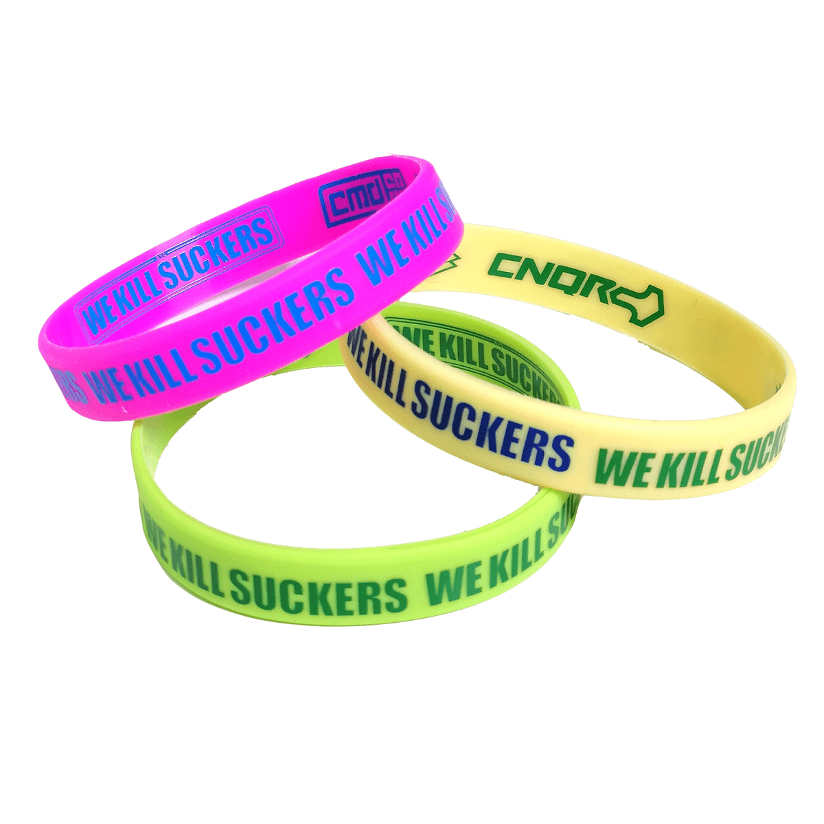 Bunkerkings Armbänder (3er-Pack) – Pink/Regenbogen/Limette