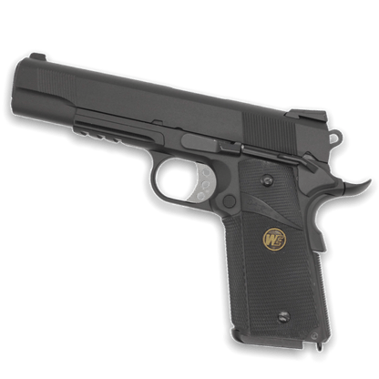 „CQB Master“ WE Tech 1911 MEU Gelsoft Gas Blowback Pistole – Schwarz + Schienenversion