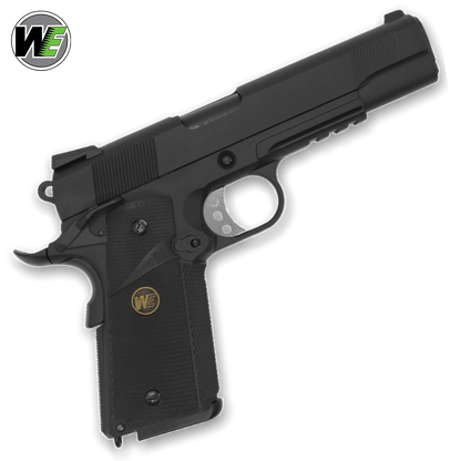 „CQB Master“ WE Tech 1911 MEU Gelsoft Gas Blowback Pistole – Schwarz + Schienenversion