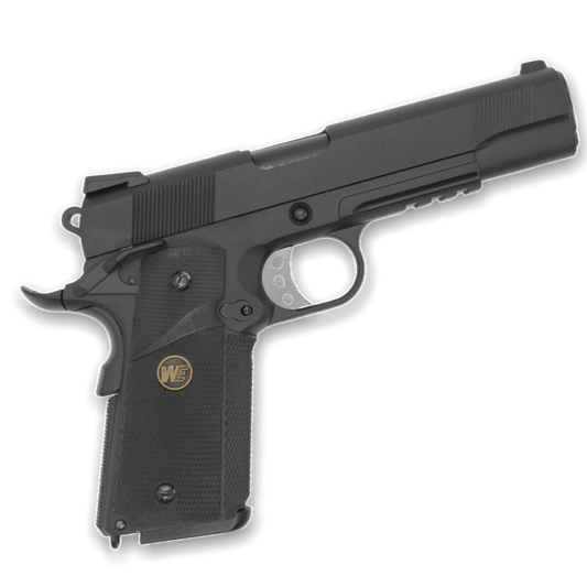 „CQB Master“ WE Tech 1911 MEU Gelsoft Gas Blowback Pistole – Schwarz + Schienenversion