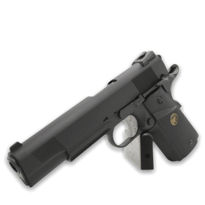 „CQB Master“ WE Tech 1911 MEU Gelsoft Gas Blowback Pistole – Schwarz + Schienenversion