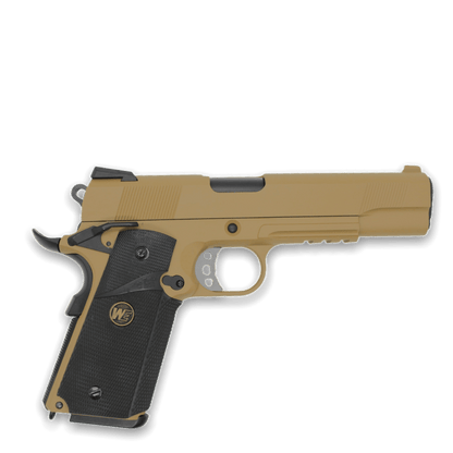 WE Tech „CQB Master“ 1911 MEU Gelsoft Gas Blowback Pistole – Tan + Rail-Version