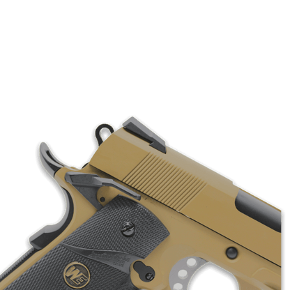 WE Tech „CQB Master“ 1911 MEU Gelsoft Gas Blowback Pistole – Tan + Rail-Version