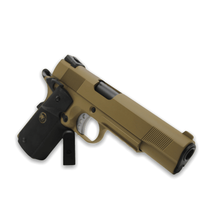 WE Tech „CQB Master“ 1911 MEU Gelsoft Gas Blowback Pistole – Tan + Rail-Version