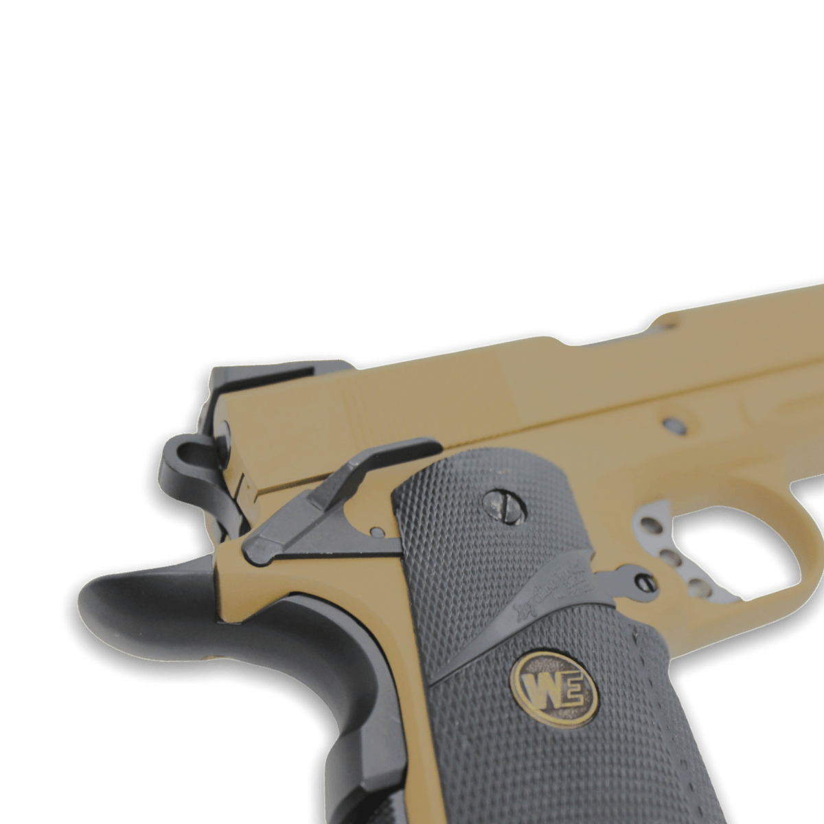 WE Tech „CQB Master“ 1911 MEU Gelsoft Gas Blowback Pistole – Tan + Rail-Version