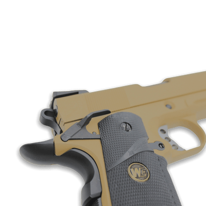 WE Tech „CQB Master“ 1911 MEU Gelsoft Gas Blowback Pistole – Tan + Rail-Version