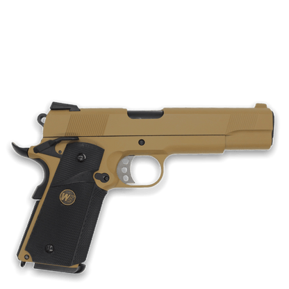 WE Tech „CQB Master“ 1911 MEU Gelsoft Gas Blowback Pistole – Tan-Version