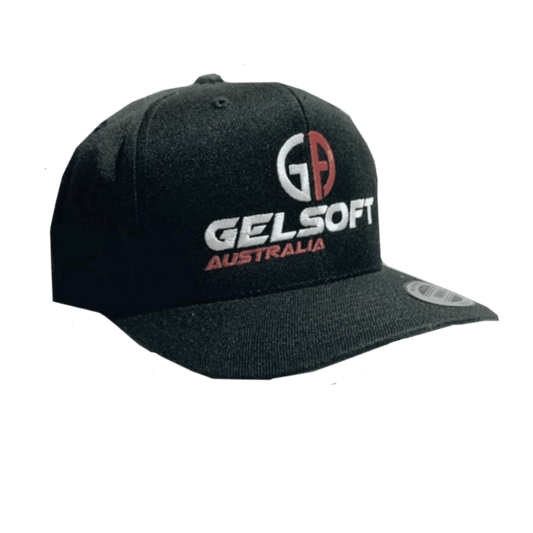 Gelsoft Australia Hat – Schwarze Schirmmütze, bestickt, verschiedene Größen