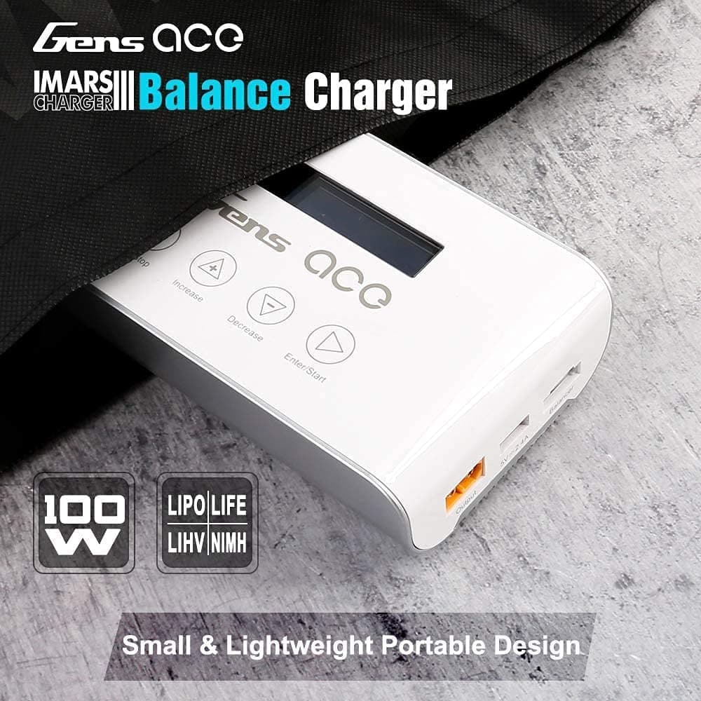 Gens ace 5A Balance-Ladegerät für NIMH/Lipo-Akku, Ladegerät mit XT60-Anschluss für RC-Akku (100 W)