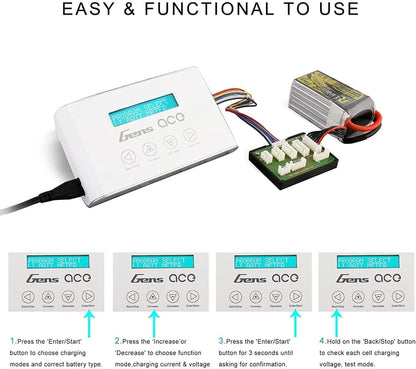 Gens ace 5A Balance-Ladegerät für NIMH/Lipo-Akku, Ladegerät mit XT60-Anschluss für RC-Akku (100 W)