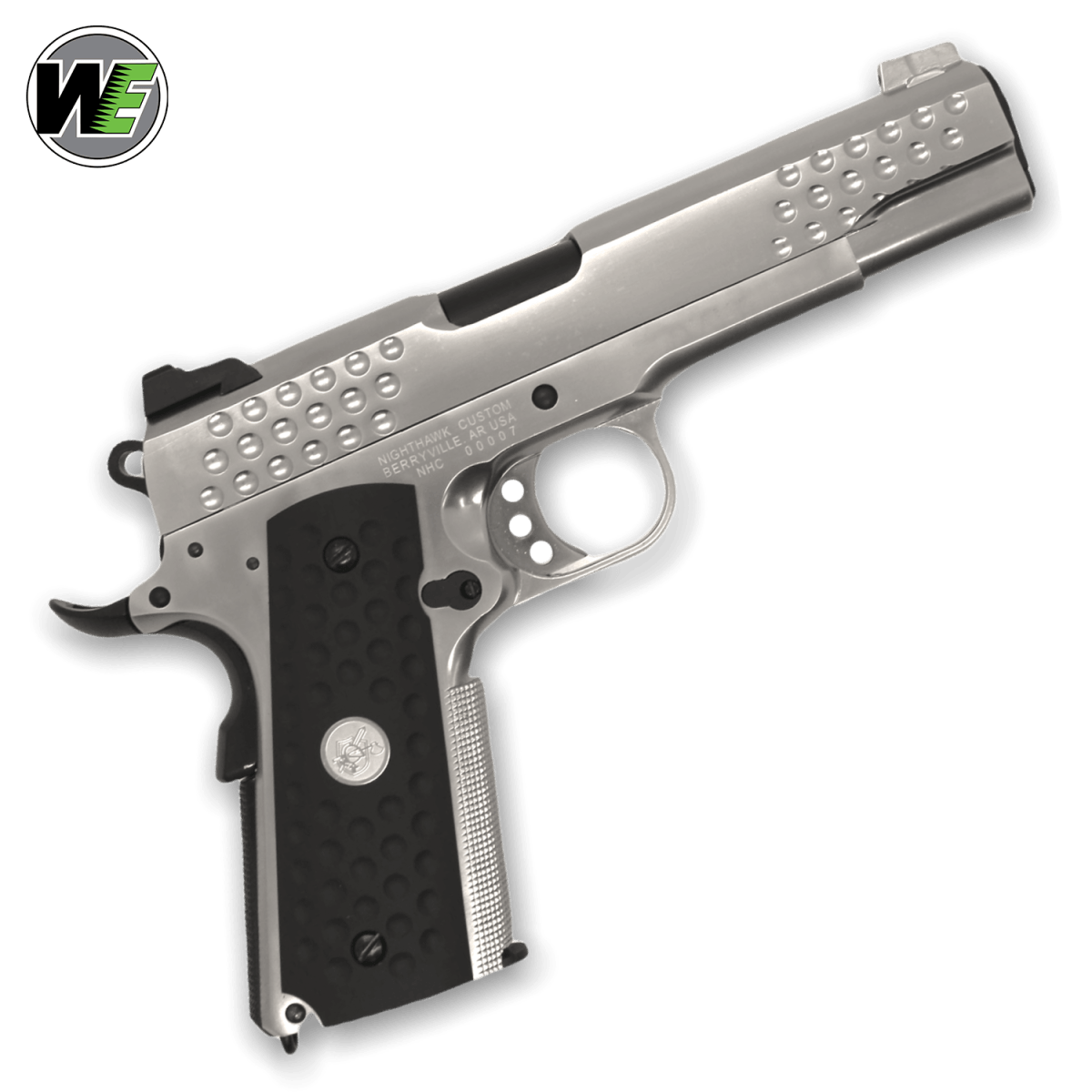 WE Tech „Knighthawk“ M1911 KAC Gelsoft Gas Blowback Pistole – Silber