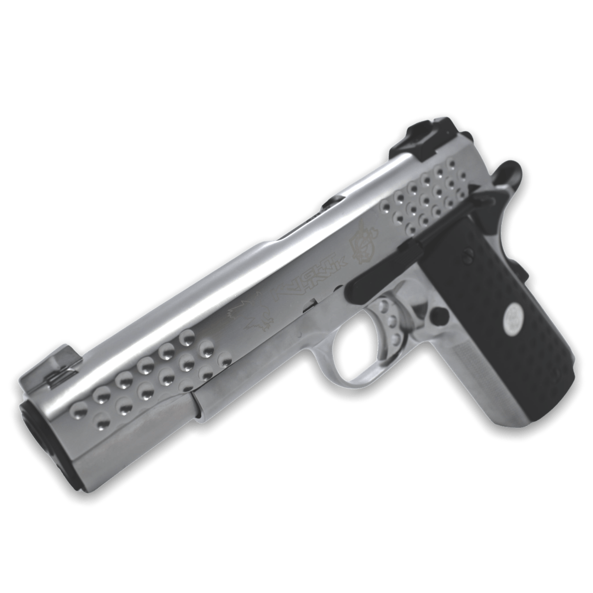 WE Tech „Knighthawk“ M1911 KAC Gelsoft Gas Blowback Pistole – Silber