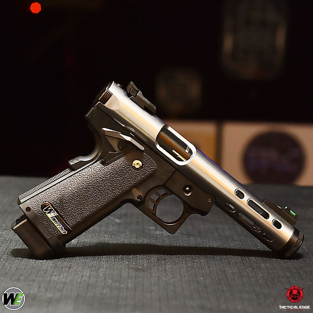 WE Galaxy Hi-Capa 5.1 Typ A GBB-Pistole – silberner Slide-R-Rahmen