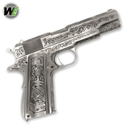 WE Tech 1911 Gelsoft Gas Blowback Pistole – Blumenmuster/Silber