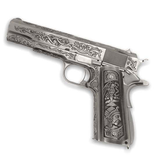 WE Tech 1911 Gelsoft Gas Blowback Pistole – Blumenmuster/Silber