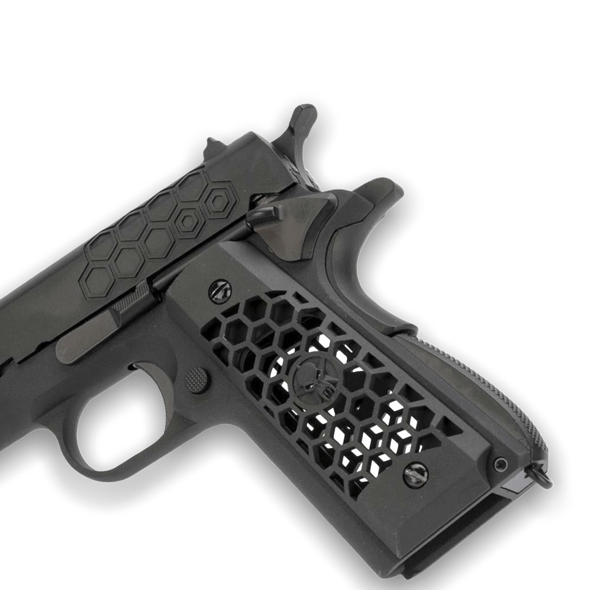 WE Tech 1911 Hex Cut Gelsoft Gas Blowback Pistole – Schwarz