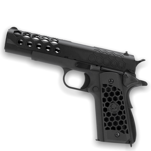 WE Tech 1911 Hex Cut Gelsoft Gas Blowback Pistole – Schwarz