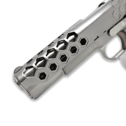 WE Tech 1911 Hex Cut Gelsoft Gas Blowback Pistole – Silber