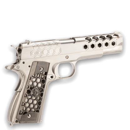 WE Tech 1911 Hex Cut Gelsoft Gas Blowback Pistole – Silber