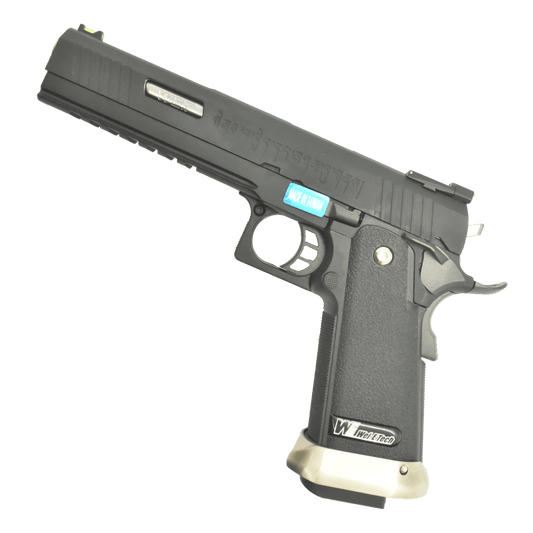 We Tech 6" Irex Hi-Capa Gas Blowback Gel Blaster Pistole - BLK/SV mit Markierungen