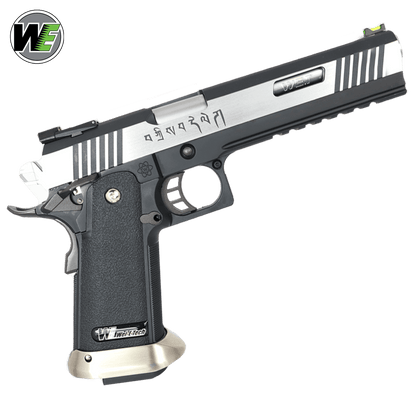 WE-Tech Hi-Capa 6" T-Rex „Force" Competition Auto/Semi Gas Blowback Gel Blaster Pistole – Schwarz/Silber/Markierungen