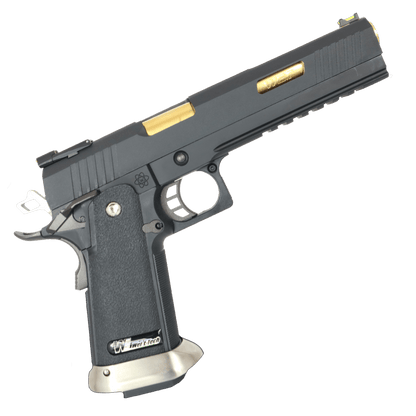 WE Tech Hi-Capa 6" T-Rex Competition Gas Blowback Gel Blaster Pistole - Schwarz/Gold