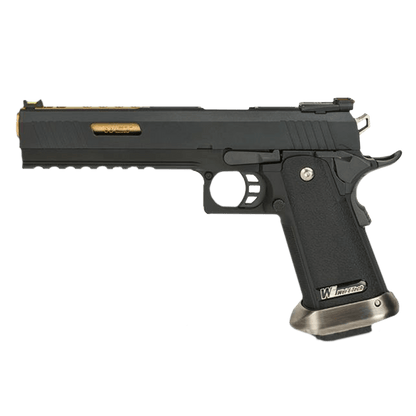 WE Tech Hi-Capa 6" T-Rex Competition Gas Blowback Gel Blaster Pistole - Schwarz/Gold