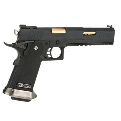 WE Tech Hi-Capa 6" T-Rex Competition Gas Blowback Gel Blaster Pistole - Schwarz/Gold